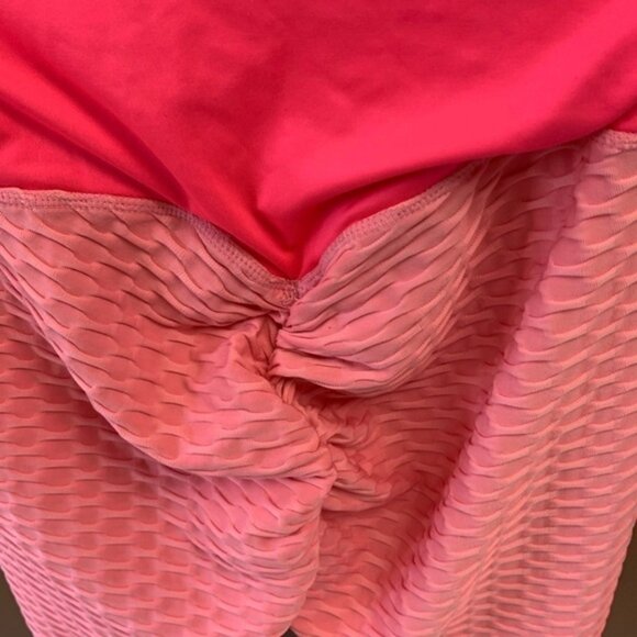 SHEIN high waist barbie pink leggings butt ruch small inner drawstring - Picture 3 of 5